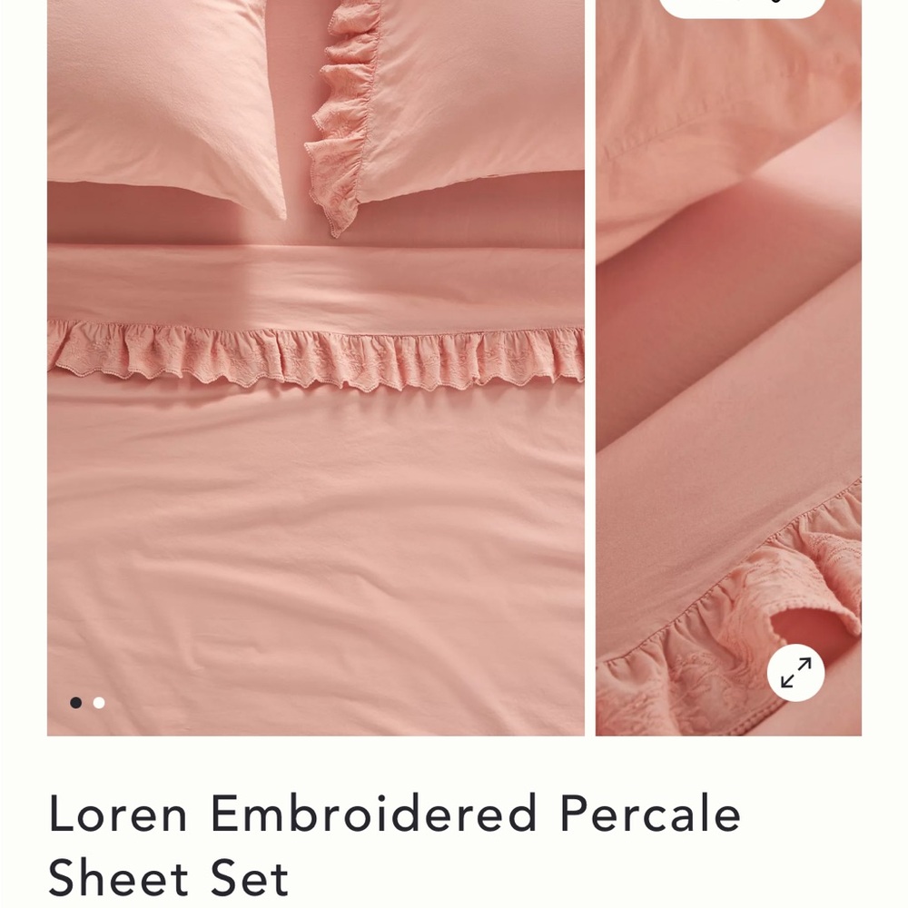 Anthropology Loren embroidered percale queen sheet